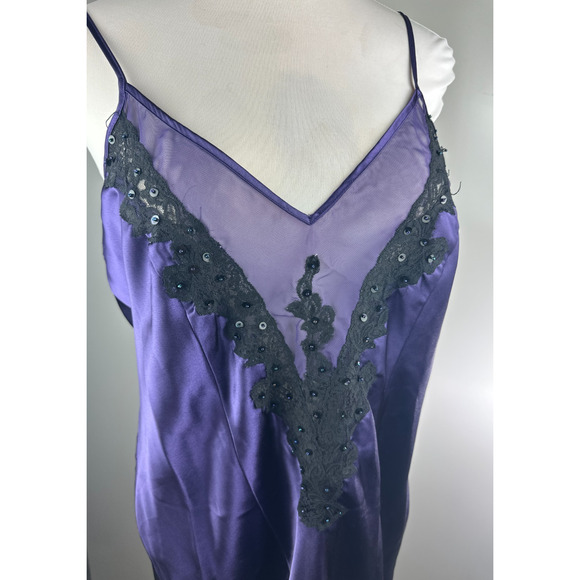Cacique Satin Sleep Slip Dress Lingerie Chemise Purple Nighty Plus Size 18/20 - Picture 11 of 16